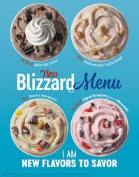 Dairy Queen Blizzard Menu